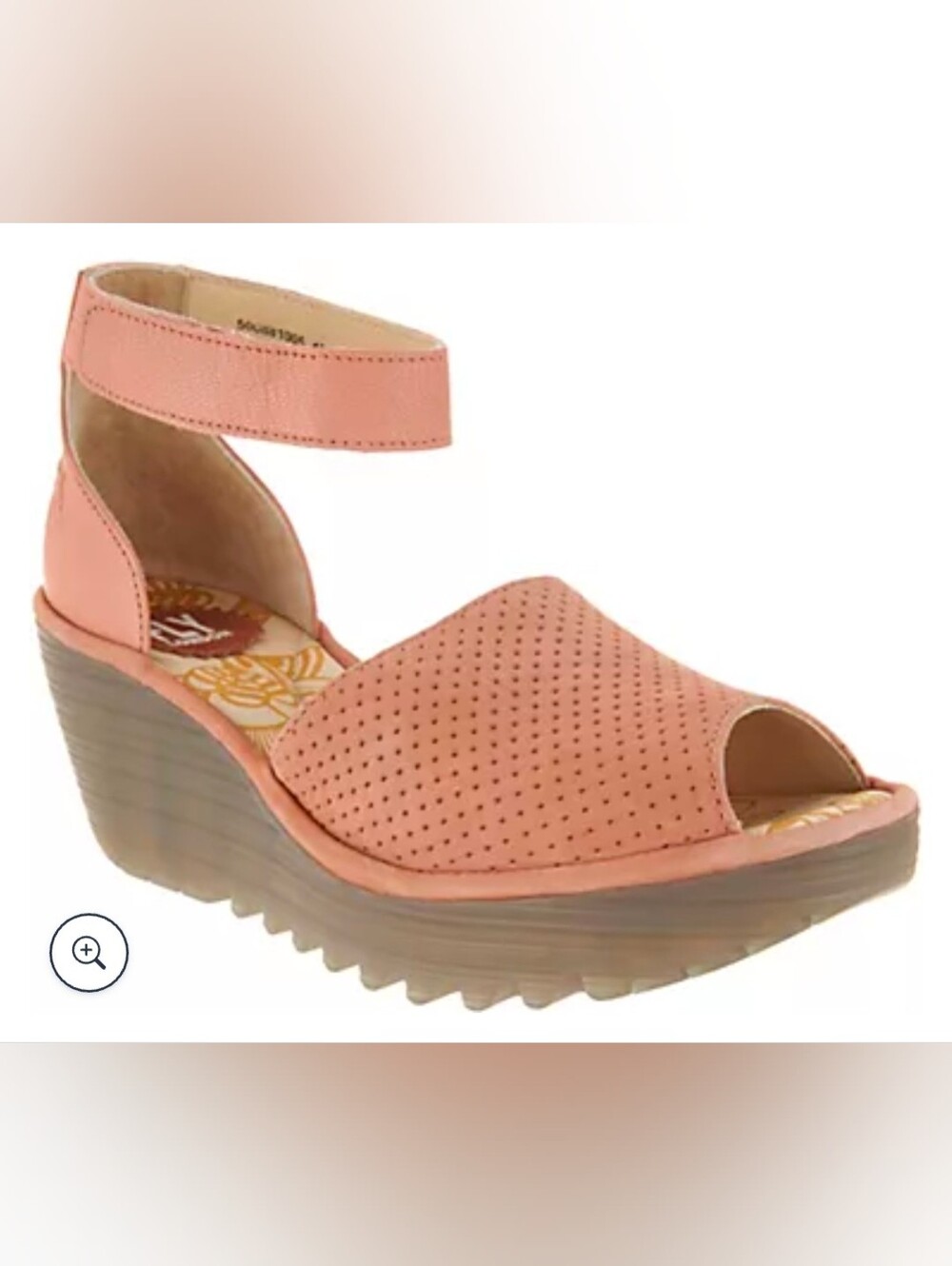 Fly London 39 Perforated Leather Wedge Sandals - Yake Pink Leather Sz 8 SH93